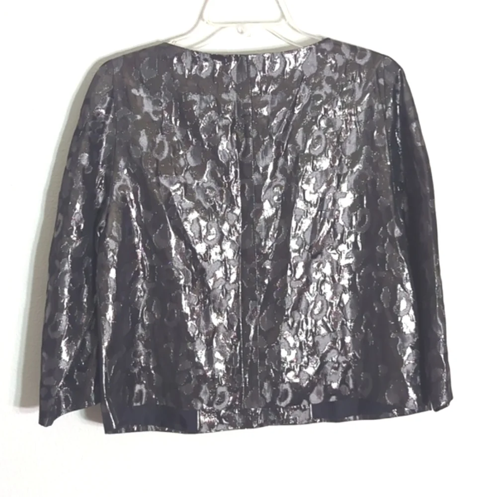 Tory Burch Womens Silk Blazer Jacket Leopard Print‎ Cropped Special Occasion 8